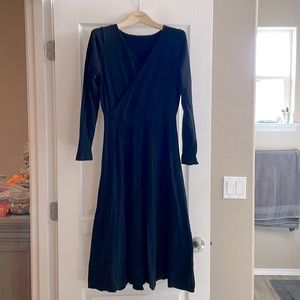 Black Faux Wrap Sweater Dress